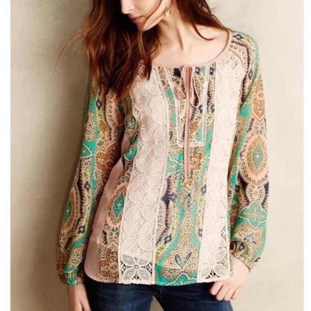 Anthropologie Meadow Rue Giada Peasant Blouse Top